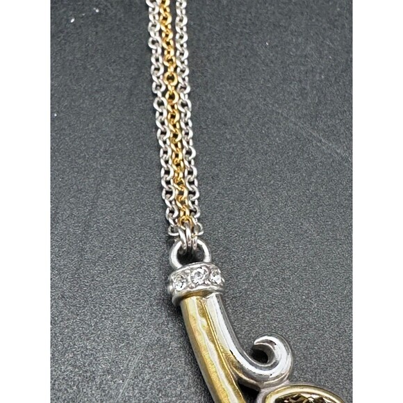 Brighton Crescent Pendant Necklace – Mixed Metal, Faceted Stones - Picture 4 of 6